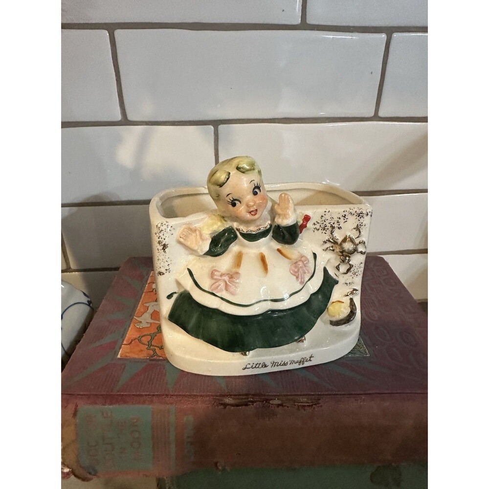 Vintage 1950s Norcrest Relco Little Miss Muffet Planter Rare Japan Nursery Decor